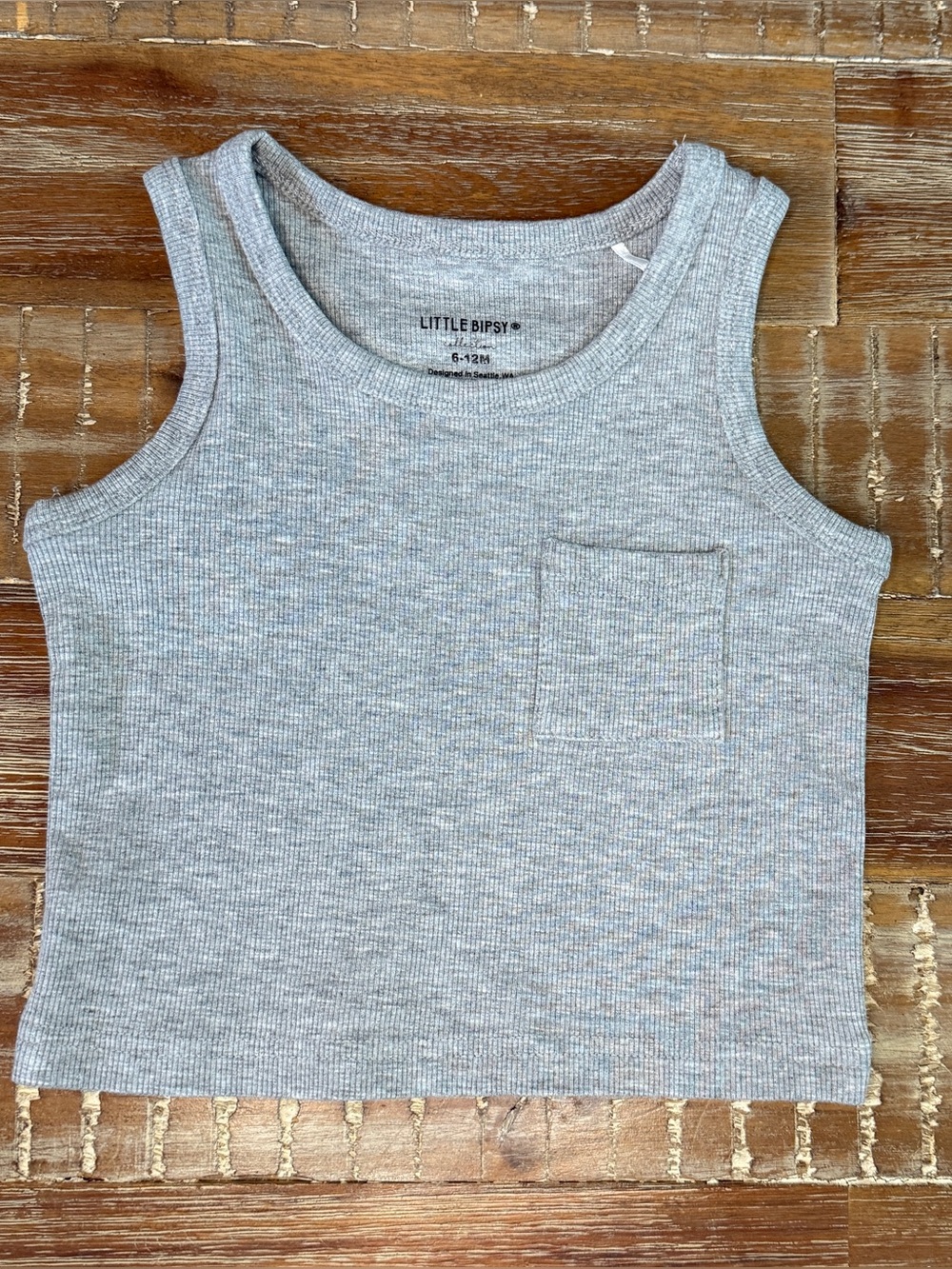 Little Bipsy Gray Ribbed Tank Top 6-12m